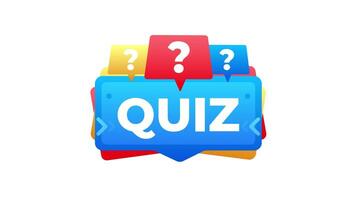 Animated quiz symbol with question marks on white and green screen background video