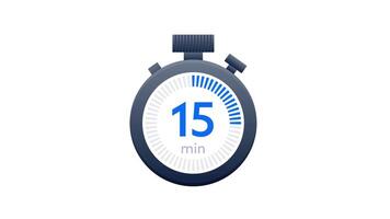 15 minutes analog stopwatch timer counting down on white and green screen video