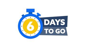 Six days to go timer countdown against white and green screen background video