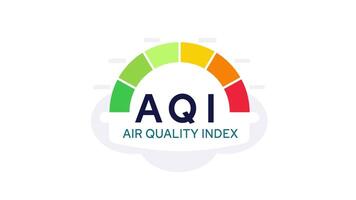 Air quality index changing on a colorful scale from green to red video