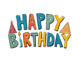 Colorful birthday greeting with festive decorations for celebration png