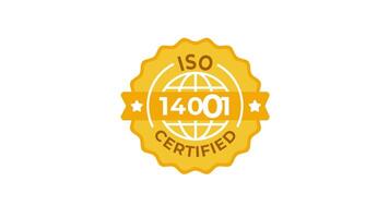 Animated ISO 14001 and generic ISO certification stamp with globe and green screen video