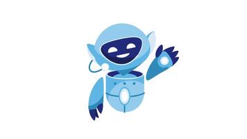 Blue Robot Waving and Exploding Animation on White and Green Screen video