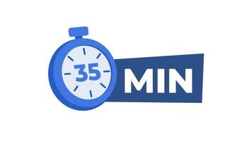 35 minutes chronometer countdown timer animation on white and green screen video