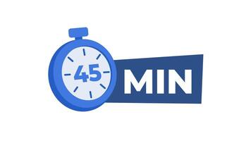 45 minutes chronometer timer countdown animation on white and green screen video