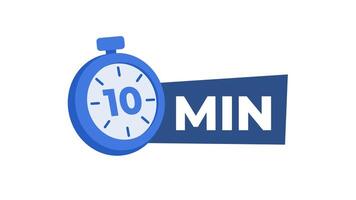 Ten minutes chronometer countdown timer with green screen and white background video