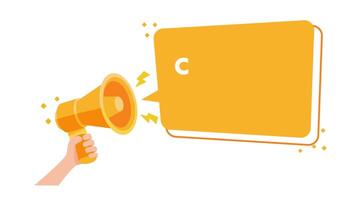 Hand holding megaphone with click and collect advertising message video