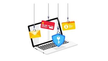 phishing e computador segurança com verde tela e branco fundo video