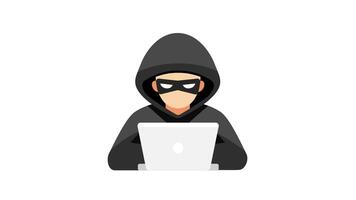 Hacker using laptop with white and green screen background video