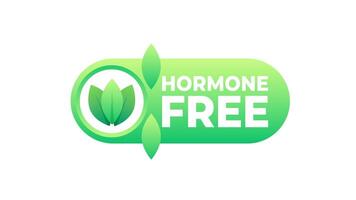 Hormone free animated icon with leaves on white and blue background video
