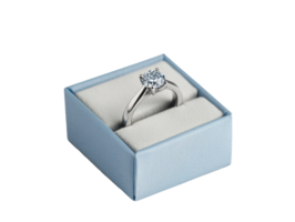 Elegant engagement ring in blue velvet box for special occasions png