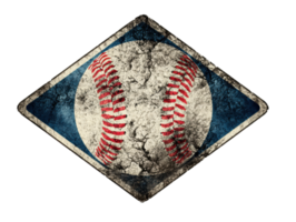 Vintage baseball design with a worn texture and blue background png