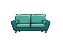 Cozy turquoise sofa designed for modern living spaces and relaxation png