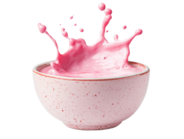 Splash of pink liquid in a bowl creating a dynamic scene png
