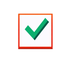 Green check mark symbol with colorful border for approval design png