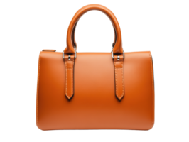 Elegant orange handbag with structured design and functional straps png