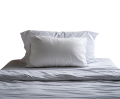 Cozy bed setup with soft pillows and fresh bedding for relaxation png