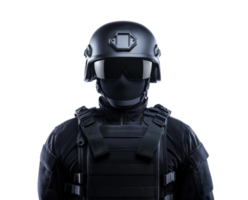 Tactical operator in advanced gear for security and defense operations png