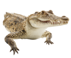 Unique freshwater crocodile resting peacefully on a surface png
