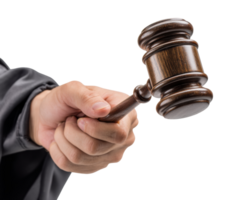 Judge with gavel in court session png