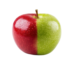 Unique half red half green apple for creative culinary uses png