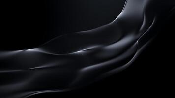 Dark Luxury Motion Background Loop. Visual representation of a dark, flowing fabric against a black background. The fabric's undulating waves and subtle sheen create a sense of movement. video