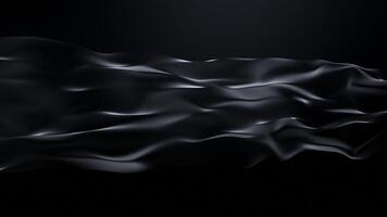Luxury Satin Motion Background Loop. Visual representation of a dark, flowing fabric against a black background. The fabric's undulating waves and subtle sheen create a sense of movement. video