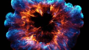 colorida partícula onda explosão brilhante brilhar partículas dentro nuvens do laranja e azul colorida fumaça abstrato fundo video