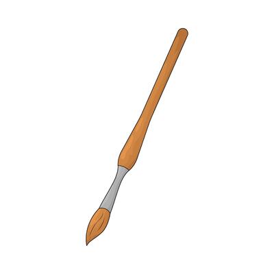 illustration of paintbrush with wooden handle