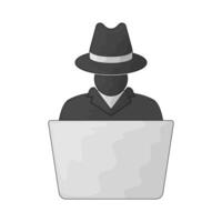 hacker operating laptop vector