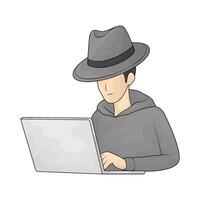 hacker is typing on laptop vector