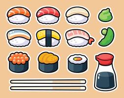 Sushi set illustration vector