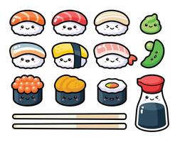 Sushi set with chopsticks and sushi vector