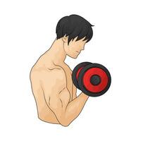 man lifting dumbbells vector