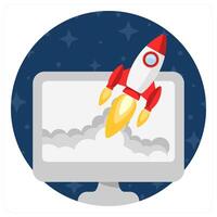 Website Launch and begin icon concept vector