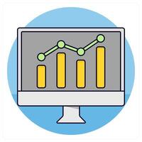 Online Analytics and stats icon concept design vector