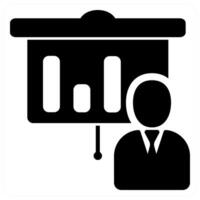 Presentation icon concept design in black color vector