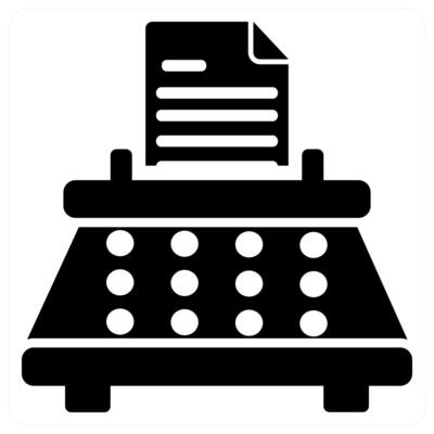 Typewriter icon concept design in black color