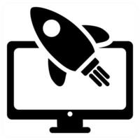 Website Launch icon design in black color vector