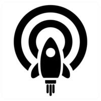 Launch icon concept design in black color vector