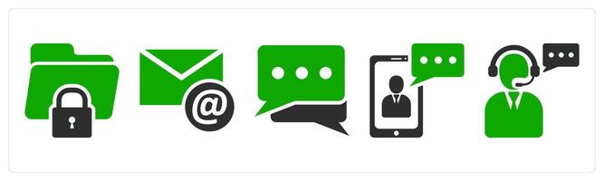 A set of 5 business icons as secure folder, email, message vector