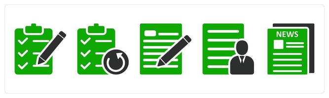 A set of 5 business icons as checklist, update list, edit profile vector