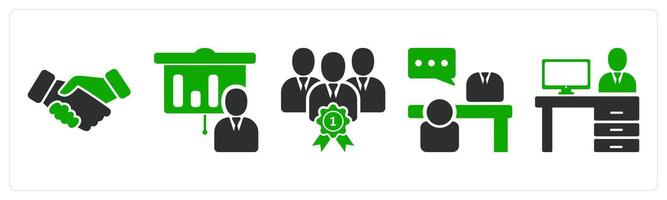 A set of 5 business icons as partnership, presentation, manager vector