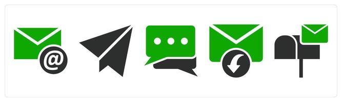 A set of 5 business icons as email, paper plane, message vector
