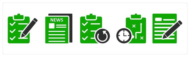 A set of 5 business icons as checklist, newspaper, update list vector