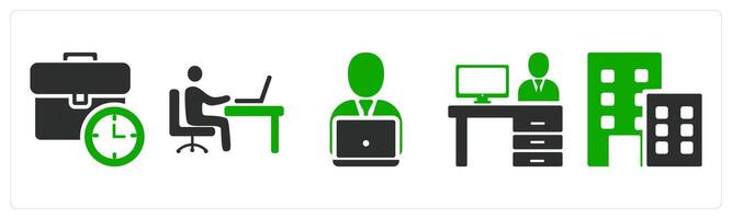 A set of 5 business icons as office work, office building, business vector