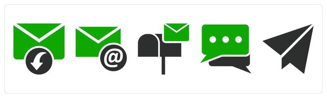 A set of 5 business icons as receive message, email, mail box vector