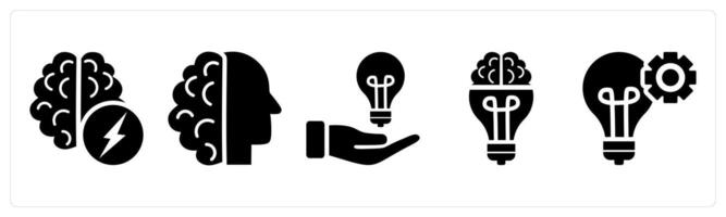 A set of 5 business icons as brainstorming, idea in black color vector