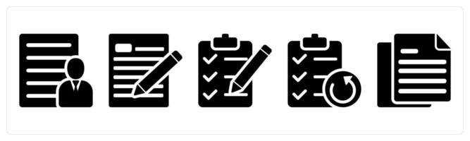 A set of 5 business icons as user profile, edit profile, checklist in black color vector