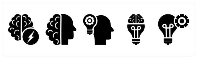 A set of 5 business icons as brainstorming, innovation in black color vector